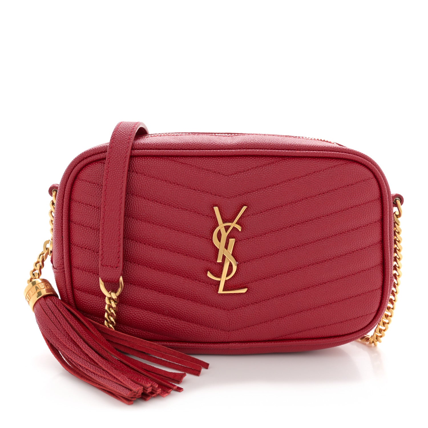 Saint Laurent Grain De Poudre Matelasse Monogram Mini Lou Camera Bag Eros Red 1 of 11