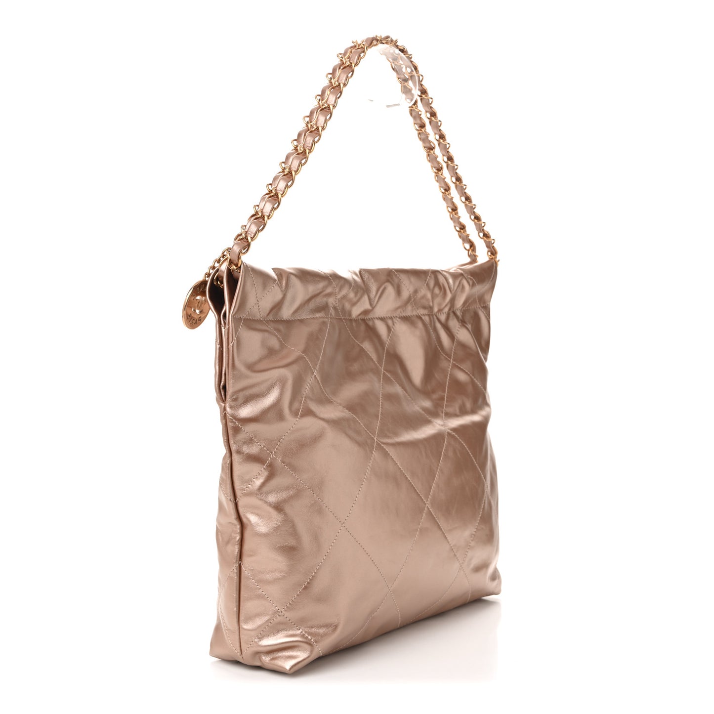 Metallic Calfskin Quilted Small Chanel 22 Pink