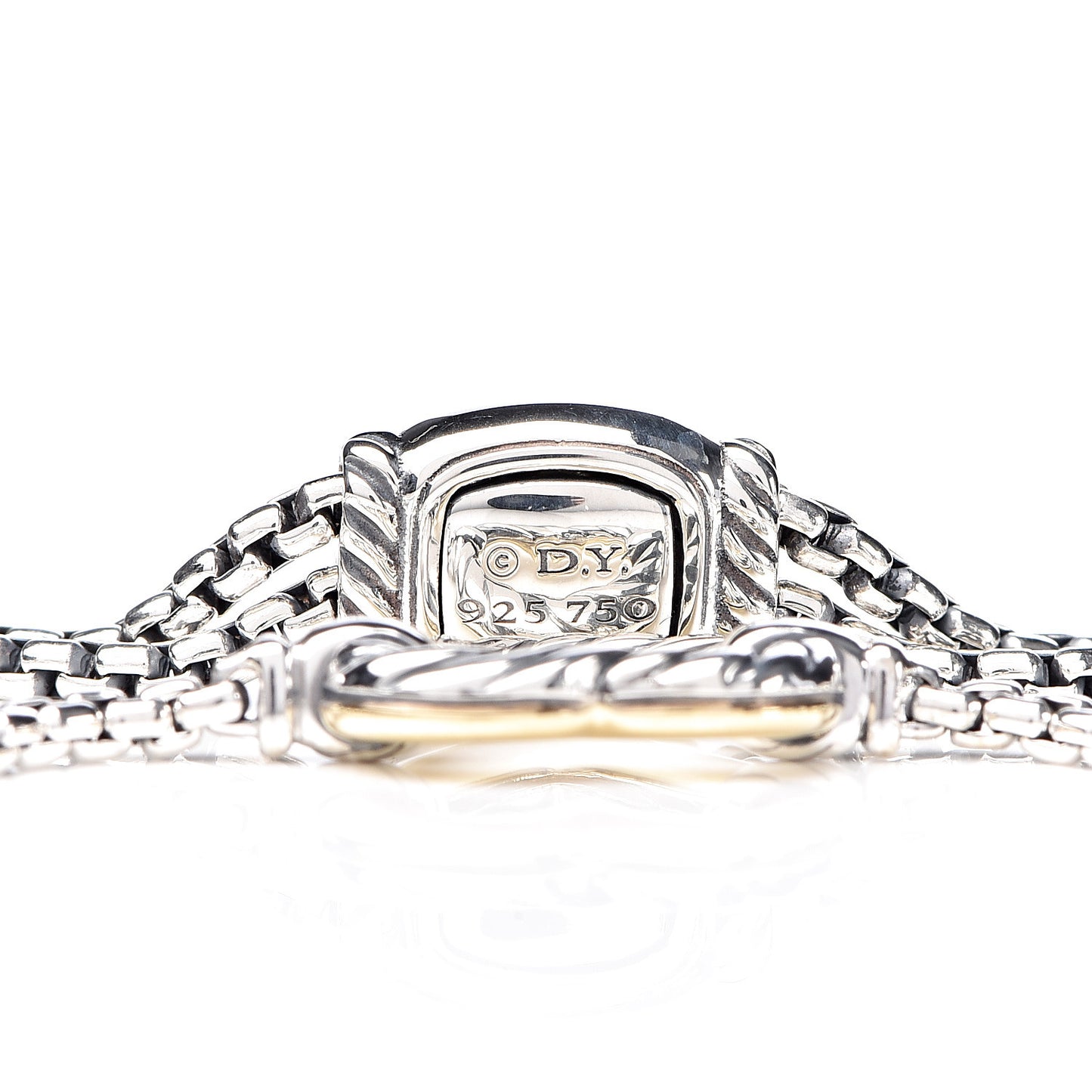 Sterling Silver 18K Yellow Gold Cable Collectibles Heart Station Bracelet