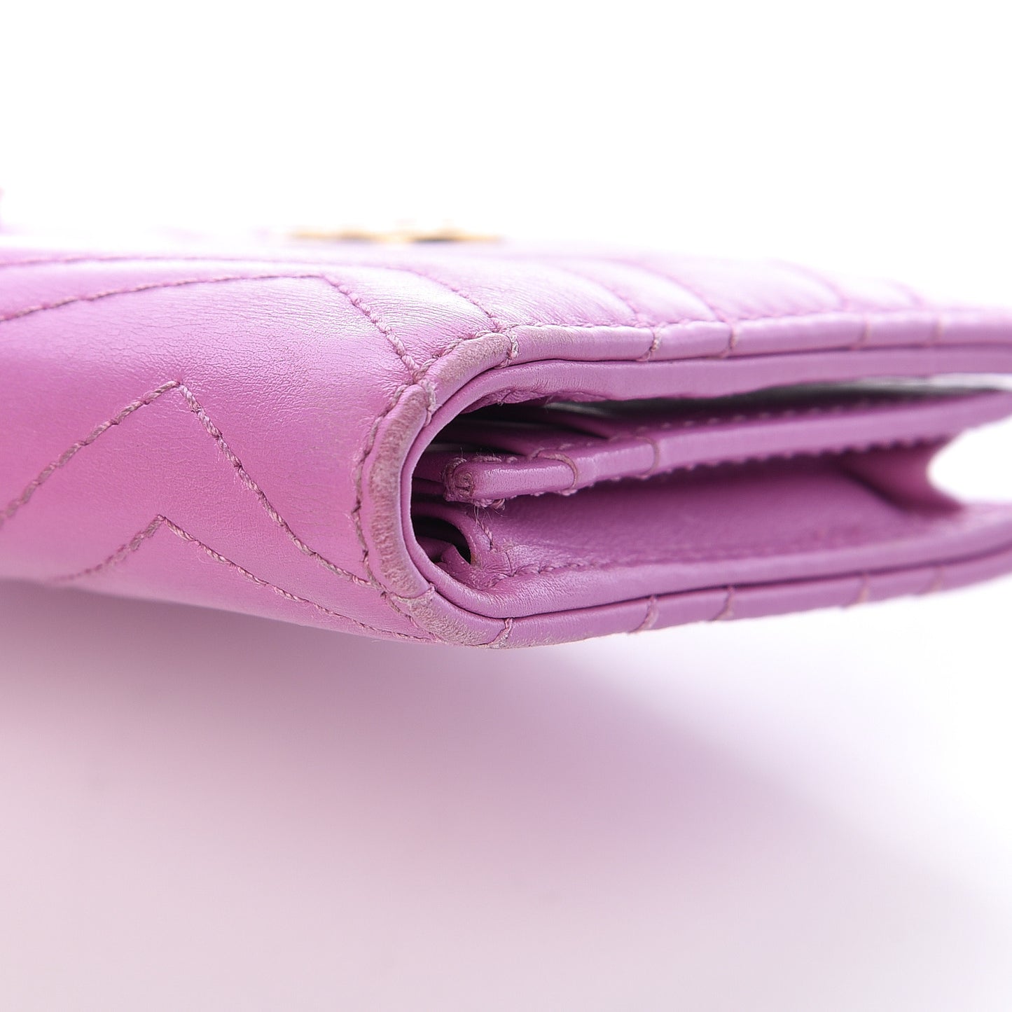 Calfskin Matelasse GG Marmont Card Case Candy Mousse