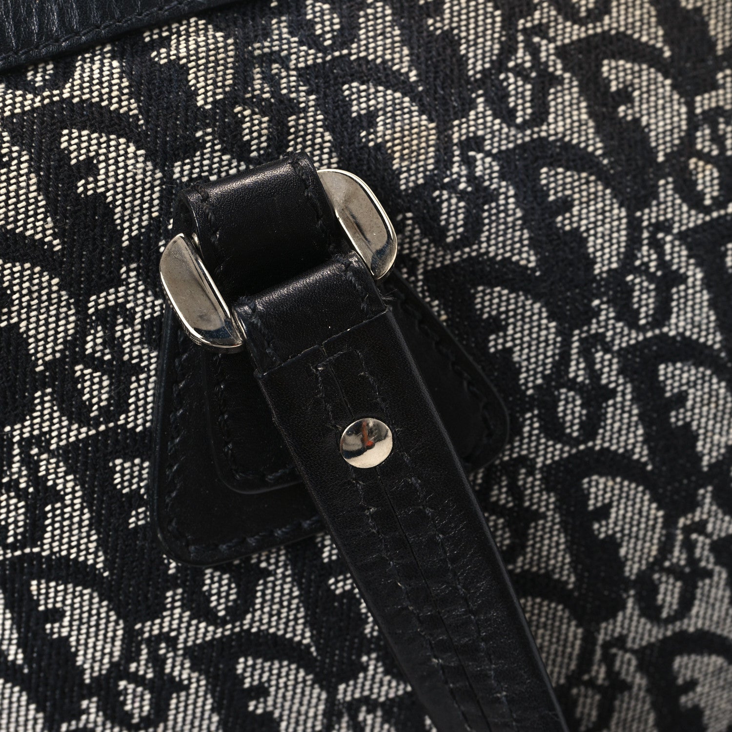 Christian Dior Denim Calfskin Monogram Tote Navy Blue 12 of 12