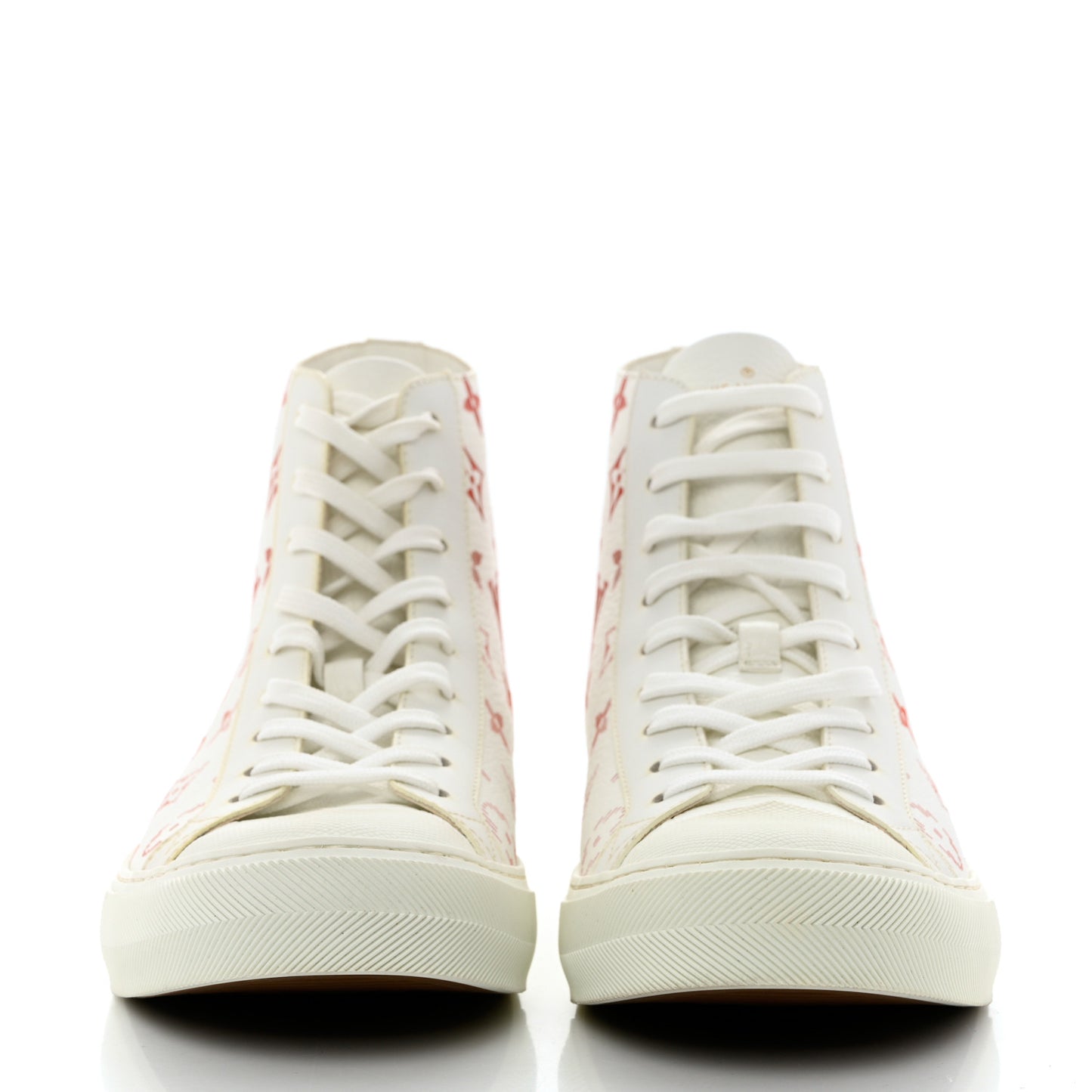 Monogram Mens Tattoo Sneaker Boots 8 White Red