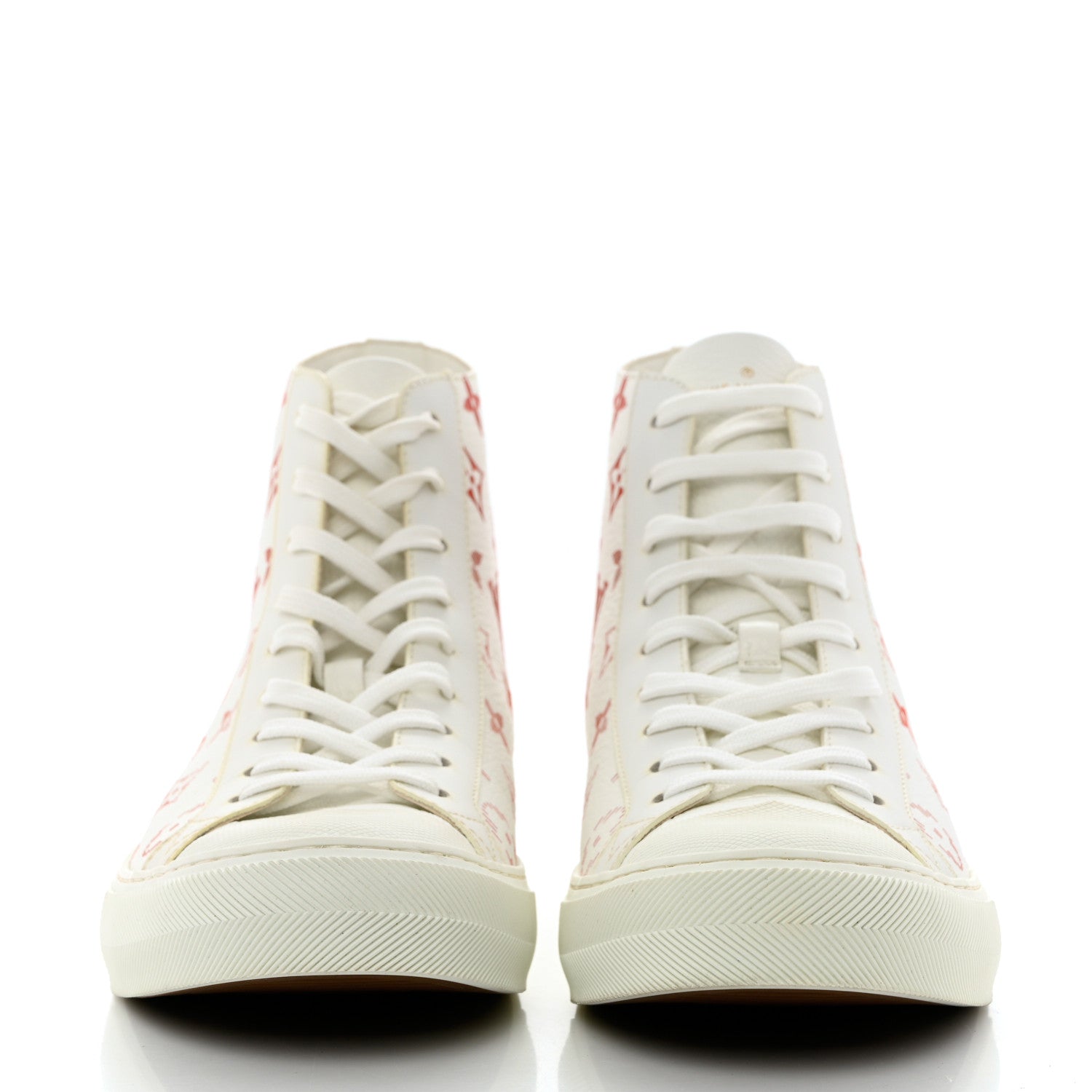 Louis Vuitton Monogram Mens Tattoo Sneaker Boots 8 White Red 2 of 8