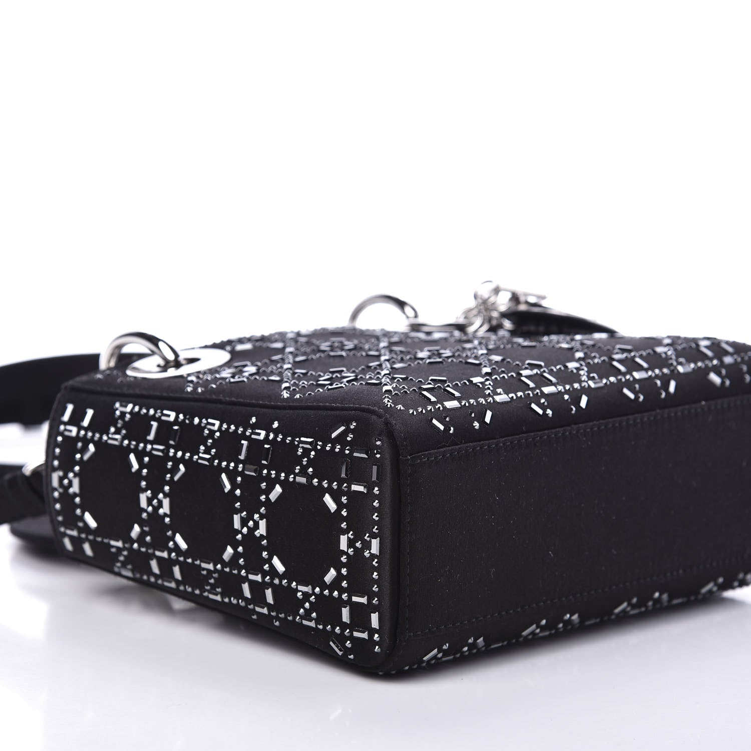 Christian Dior Satin Crystal Cannage Mini Lady Dior Black 5 of 10
