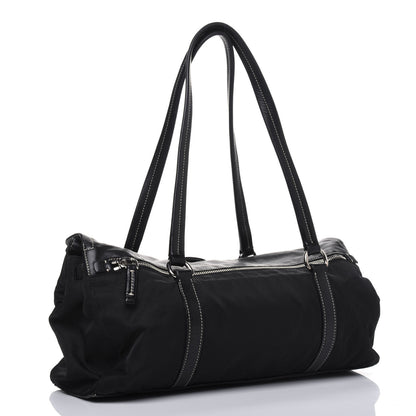 Prada Tessuto Nylon Vitello Foldover Pushlock Satchel Black 3 of 27