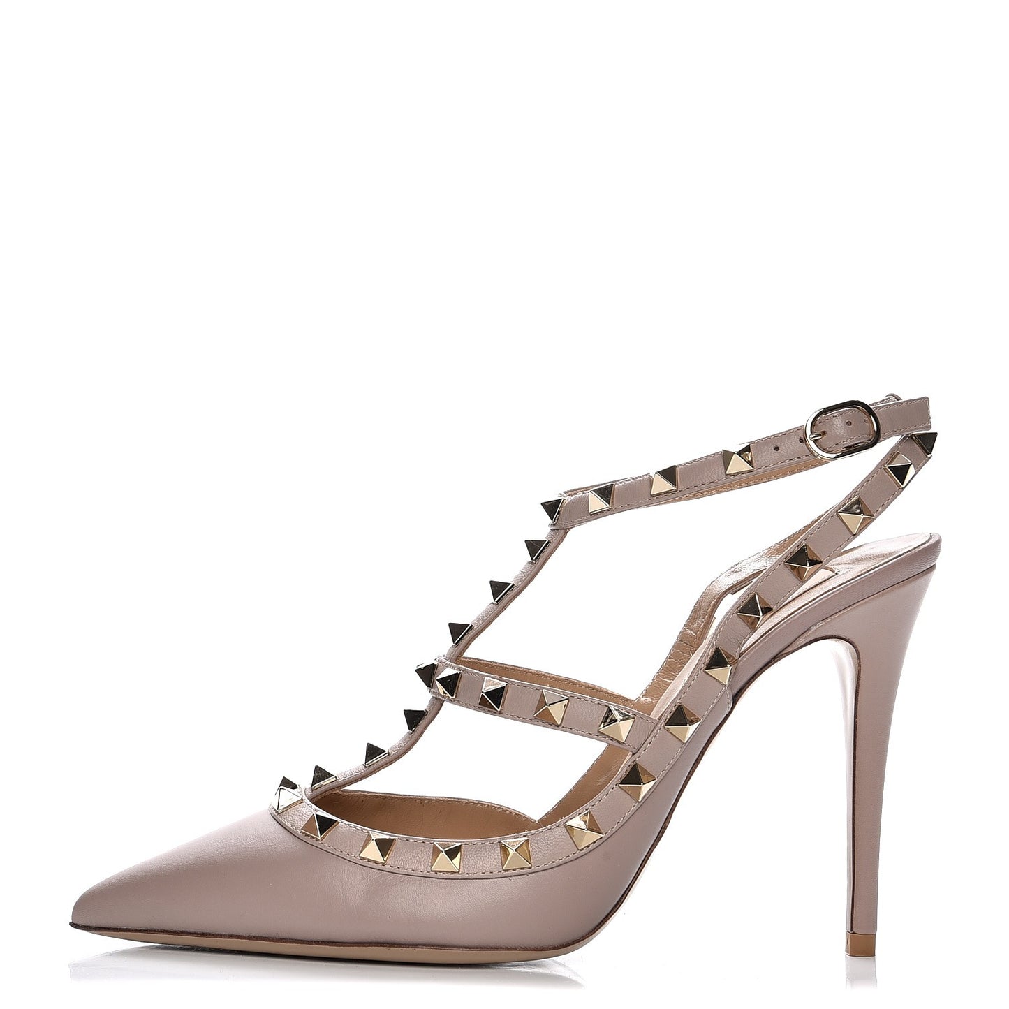 Nappa Rockstud Ankle Strap Pumps 40 Poudre