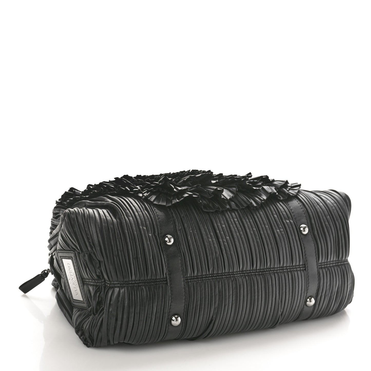 Nappa Pleated Petale Tote Black