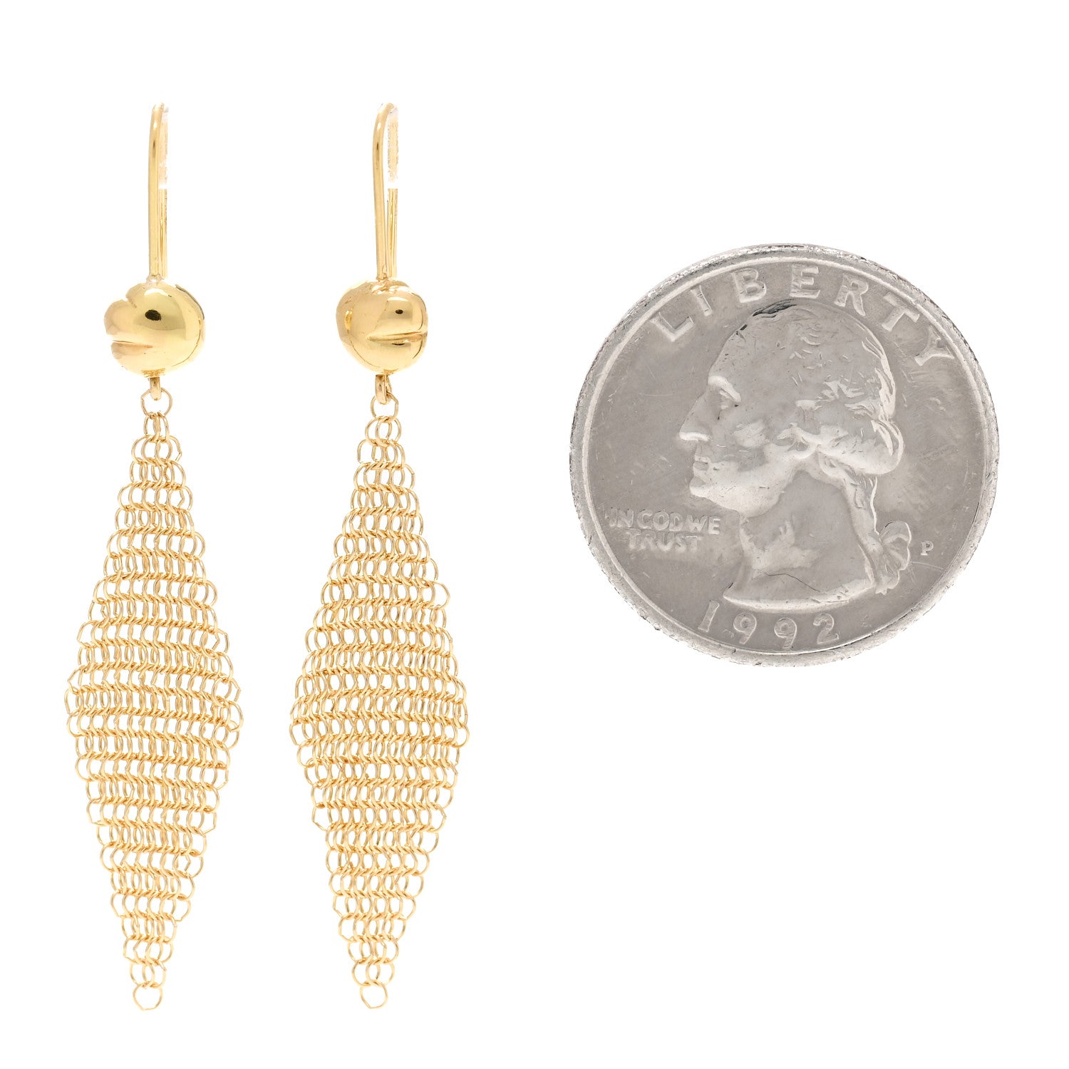 Tiffany 18K Yellow Gold Mini Elsa Peretti Mesh Earrings 2 of 5