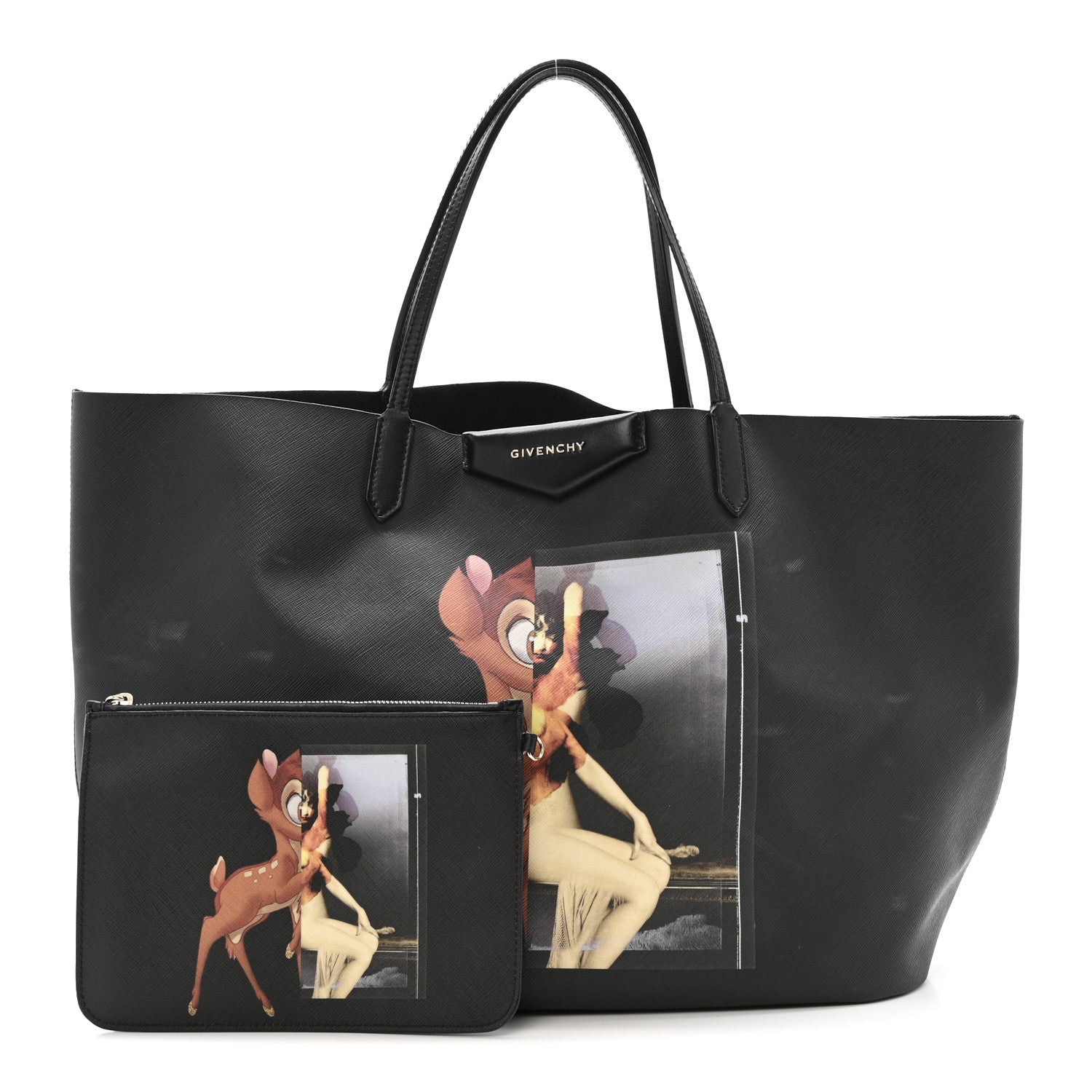 Givenchy Textured Coated Canvas Bambi Print Large Antigona Tote