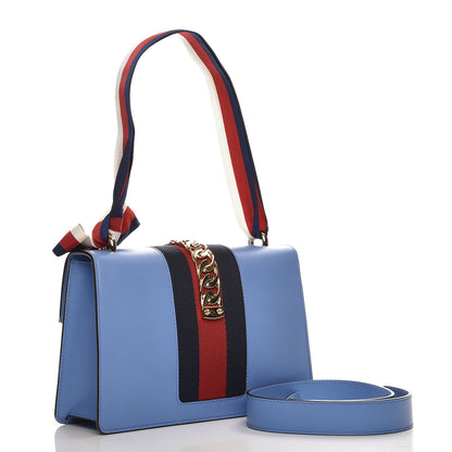 Gucci Calfskin Small Sylvie Shoulder Bag Clear Sky Blue 4 of 7