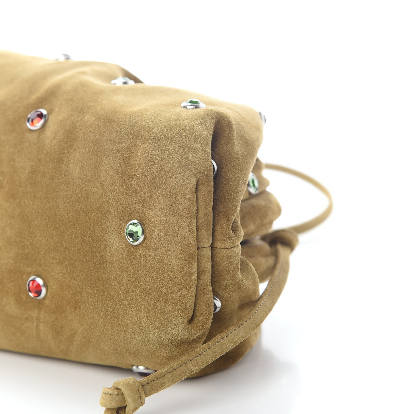 Suede Crystal Embellished The Mini Pouch Brown
