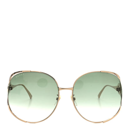 Gucci Metal Oversized Round Frame GG0225S Sunglasses Gold 2 of 6