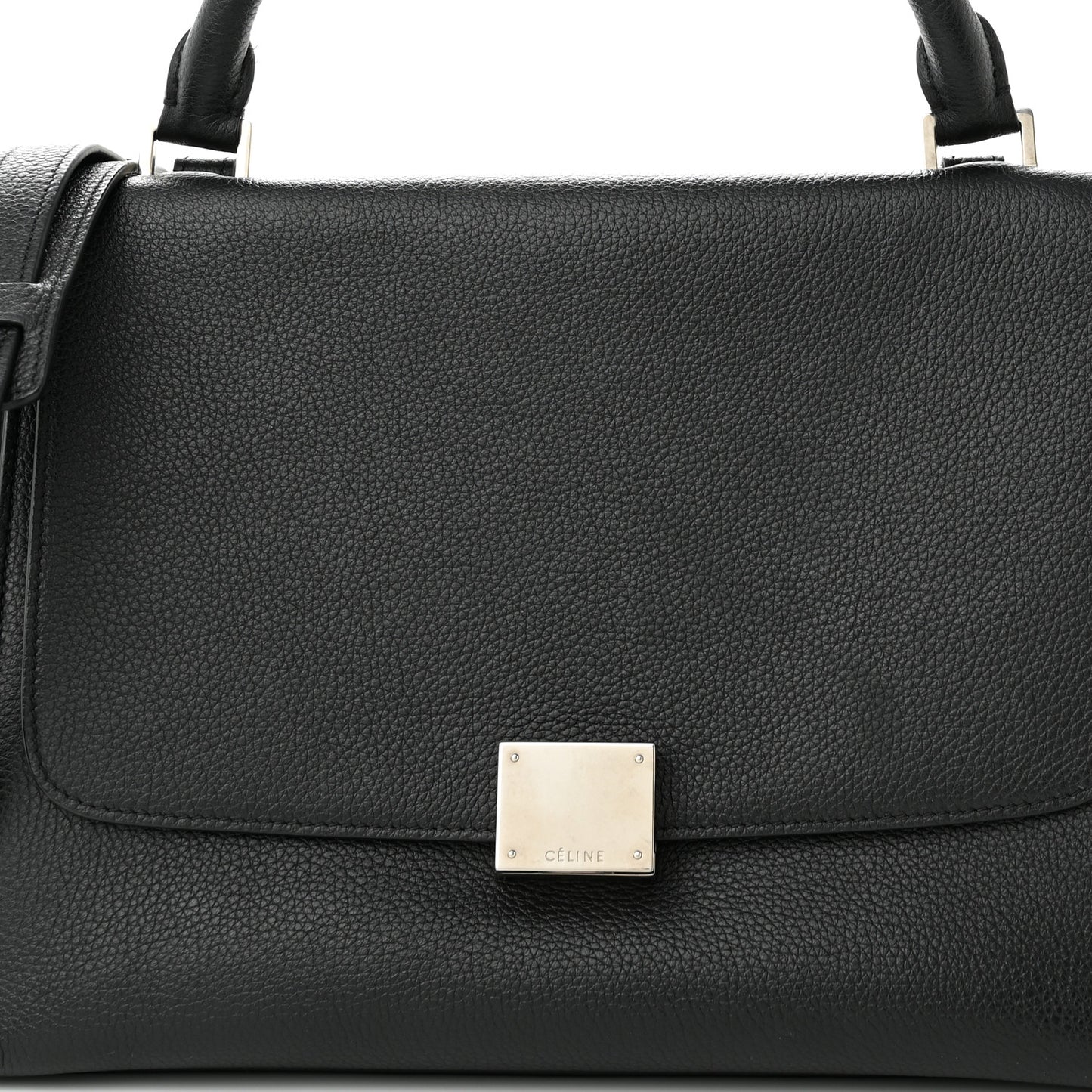 Drummed Calfskin Suede Small Trapeze Black