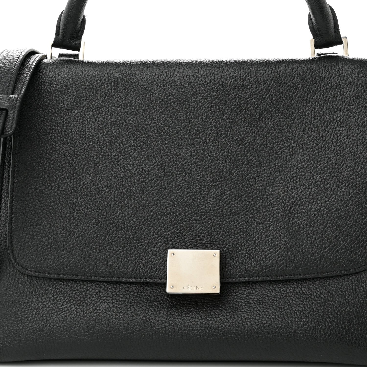 Celine Drummed Calfskin Suede Small Trapeze Black 7 of 14