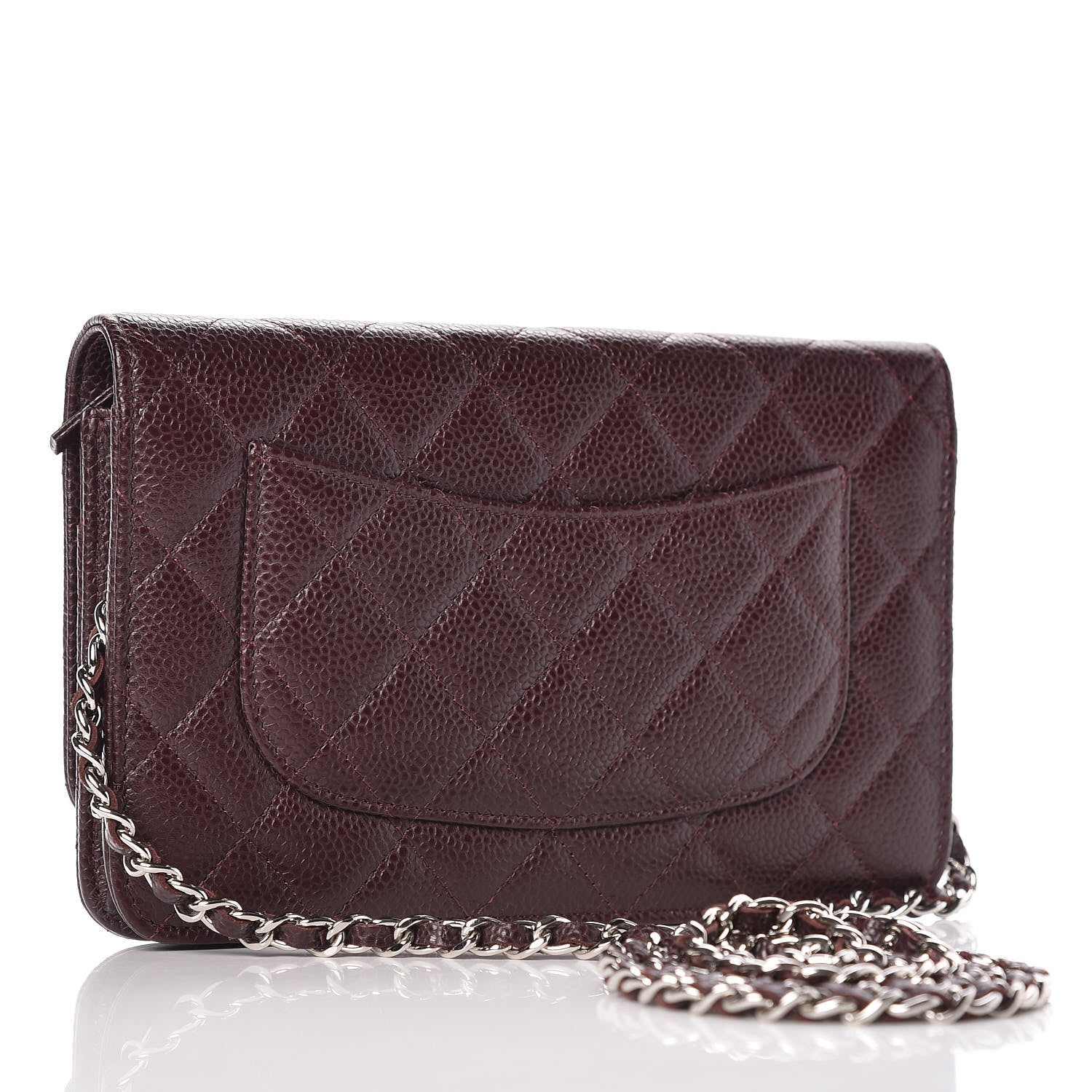 Chanel Caviar Quilted Wallet on Chain WOC Burgundy 3 of 12