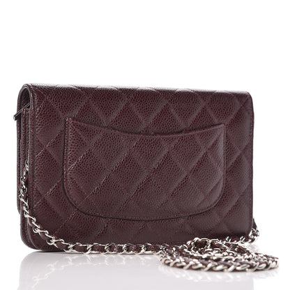 Chanel Caviar Quilted Wallet on Chain WOC Burgundy 3 of 12