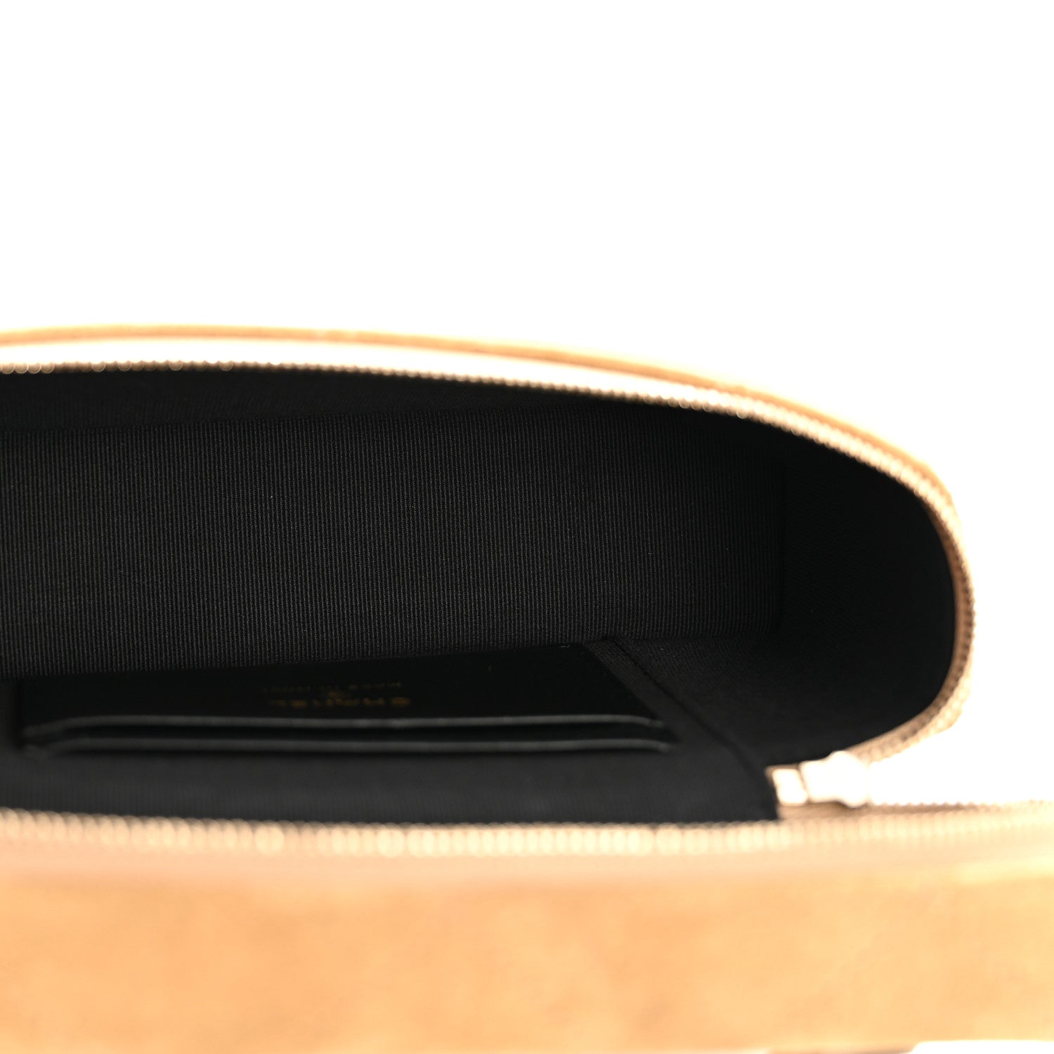 Chanel Suede Calfskin Shiny Lambskin Quilted Top Handle Slim Vanity Case With Chain Beige Black 5 of 11