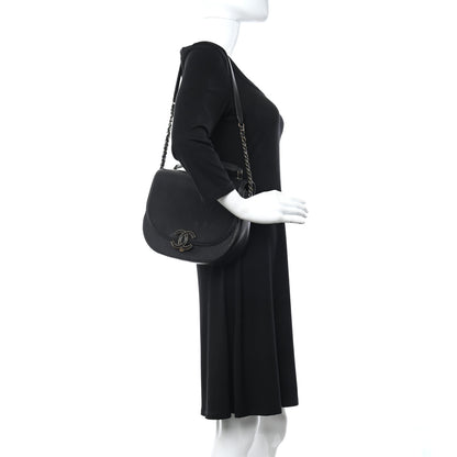 Chanel Shiny Calfskin Goatskin Quilted Medium Coco Curve Messenger Flap Black 2 of 5