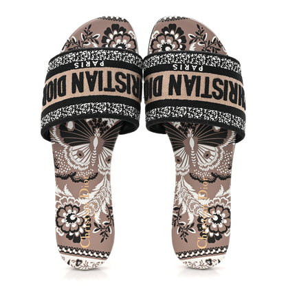 Christian Dior Canvas Bandana Embroidered Dway Flat Slide Sandals 35 Natural Marron 2 of 9