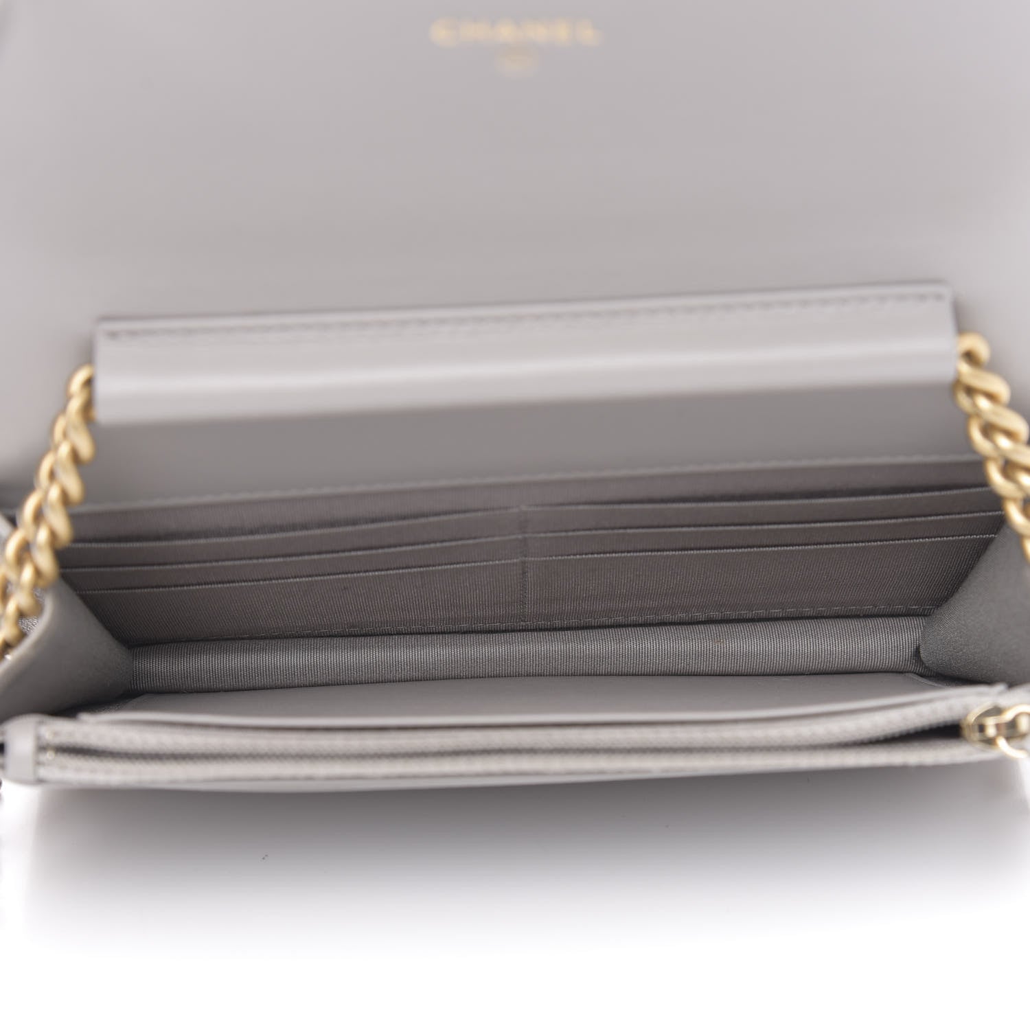 Chanel Caviar Quilted Boy Wallet On Chain WOC Grey 5 of 13