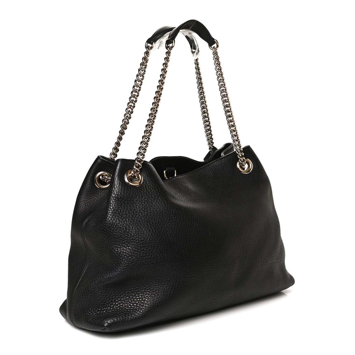 Pebbled Calfskin Medium Soho Chain Shoulder Bag Black