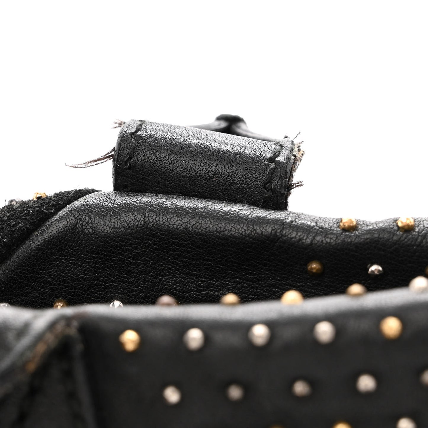 Calfskin Rock Studded Easy Sac Black