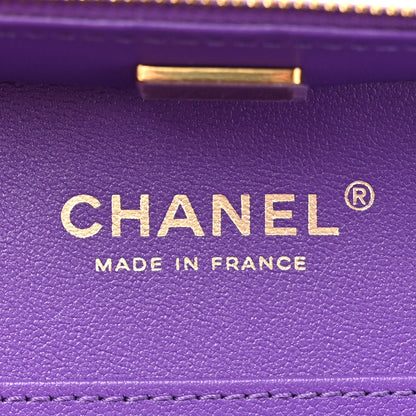Chanel Lambskin Quilted Top Handle Small Vanity Case Purple 6 of 10