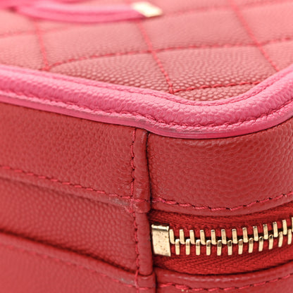 Chanel Caviar Quilted Small CC Filigree Vanity Case Red Dark Pink 15 of 15