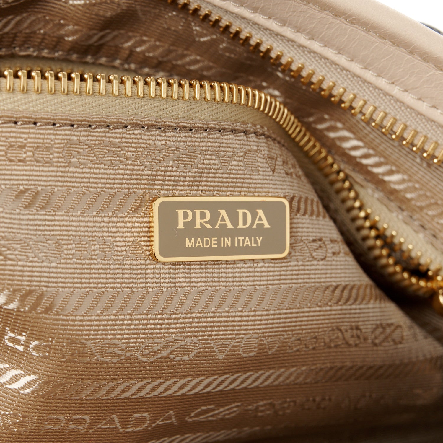 Prada Glossy Calfskin Triangle Medium Bonnie Shoulder Bag Travertine 6 of 10
