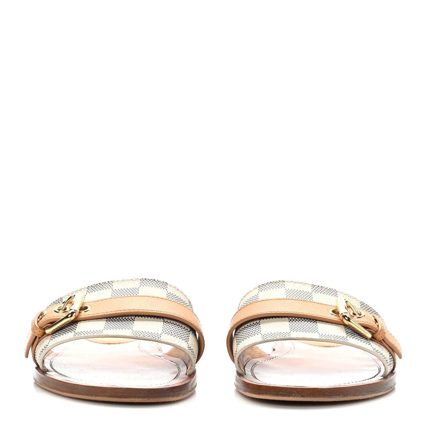 Damier Azur Vachetta Lock Flat Mule 41