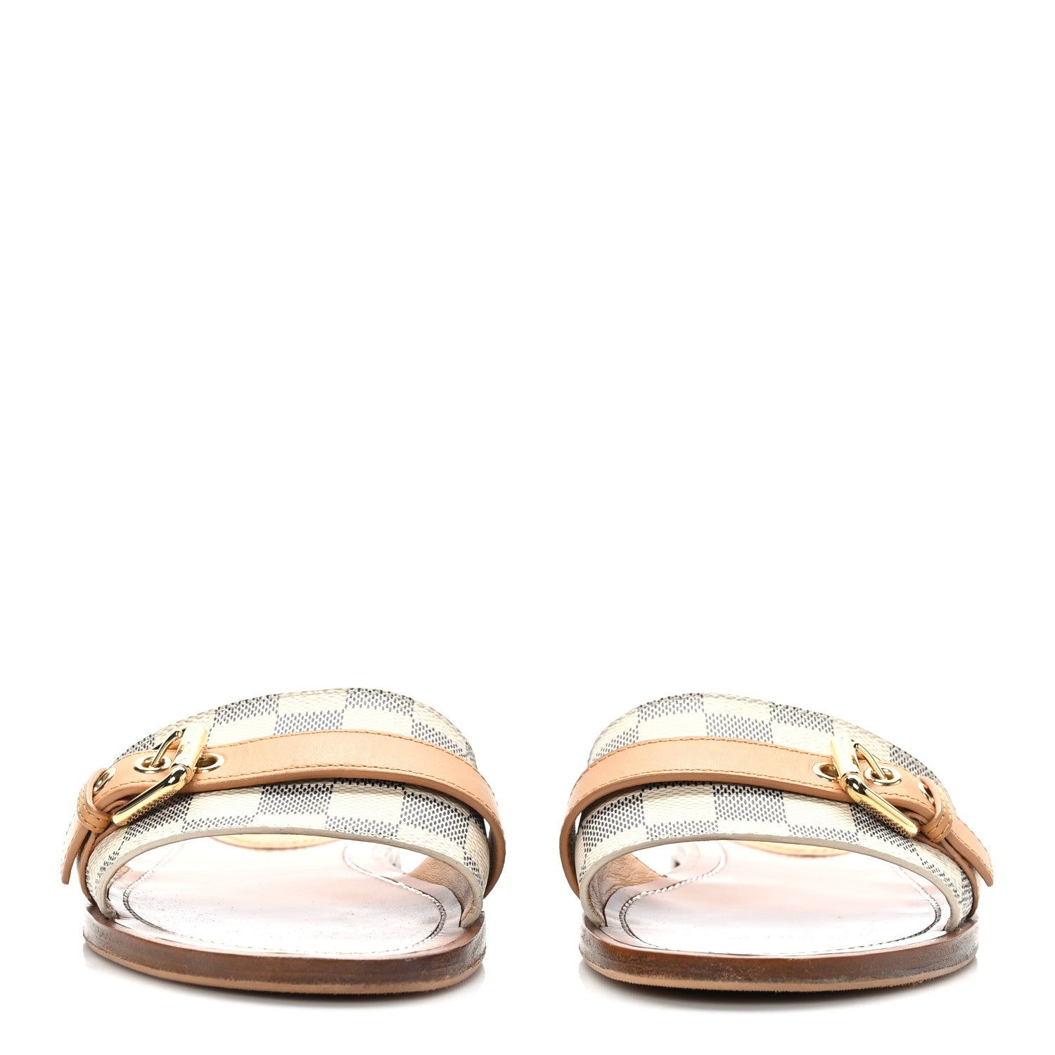 Louis Vuitton Damier Azur Vachetta Lock Flat Mule 41 2 of 8