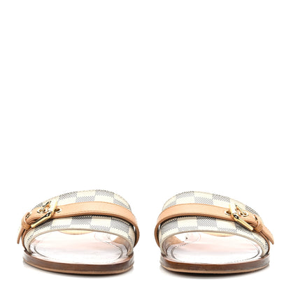 Louis Vuitton Damier Azur Vachetta Lock Flat Mule 41 2 of 8