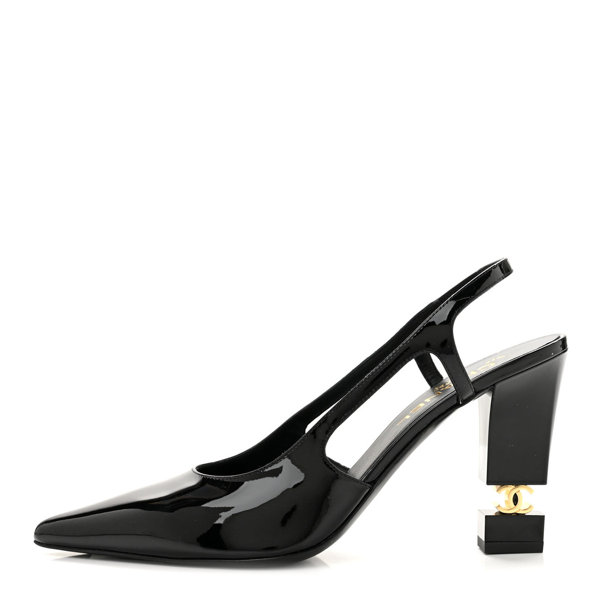 Chanel Patent Calfskin Slingback CC Cutout Pumps 40 Black 1 of 10