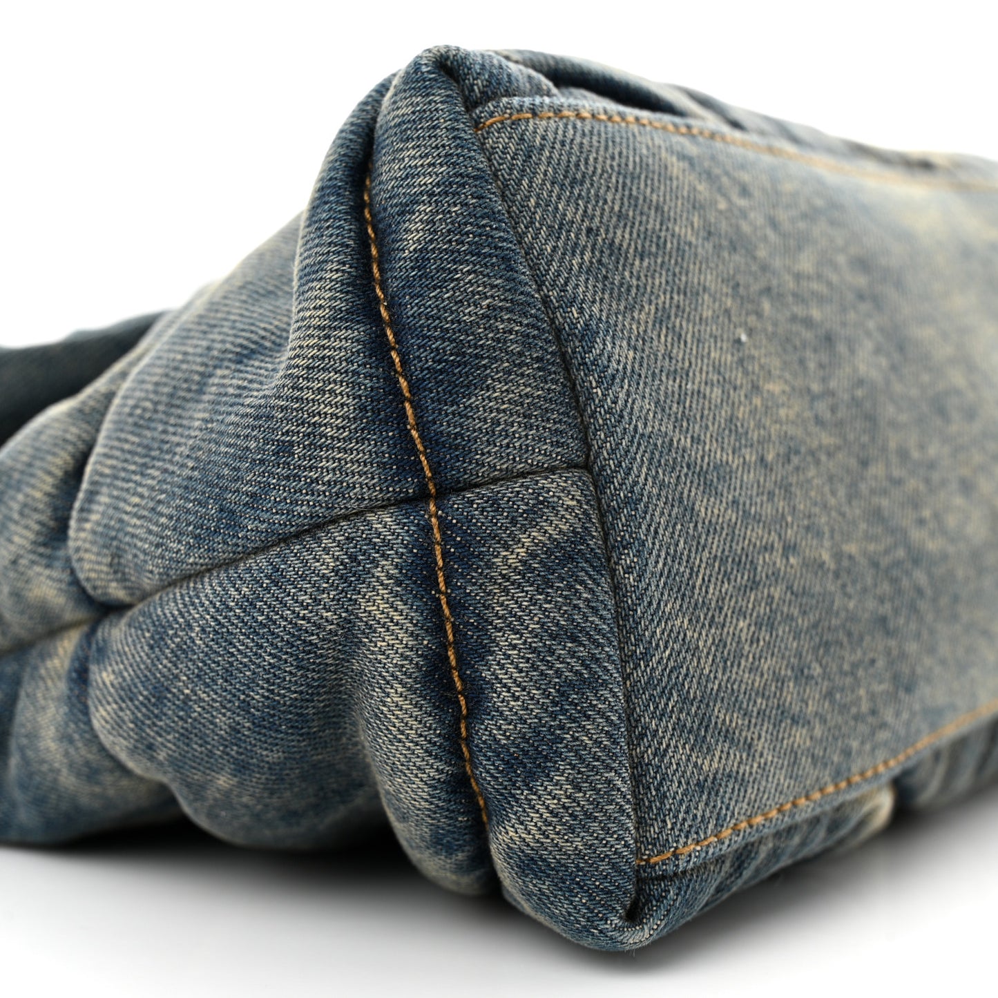 Denim Quilted Small Loulou Puffer Monogram Chain Satchel Blue Cinnamon