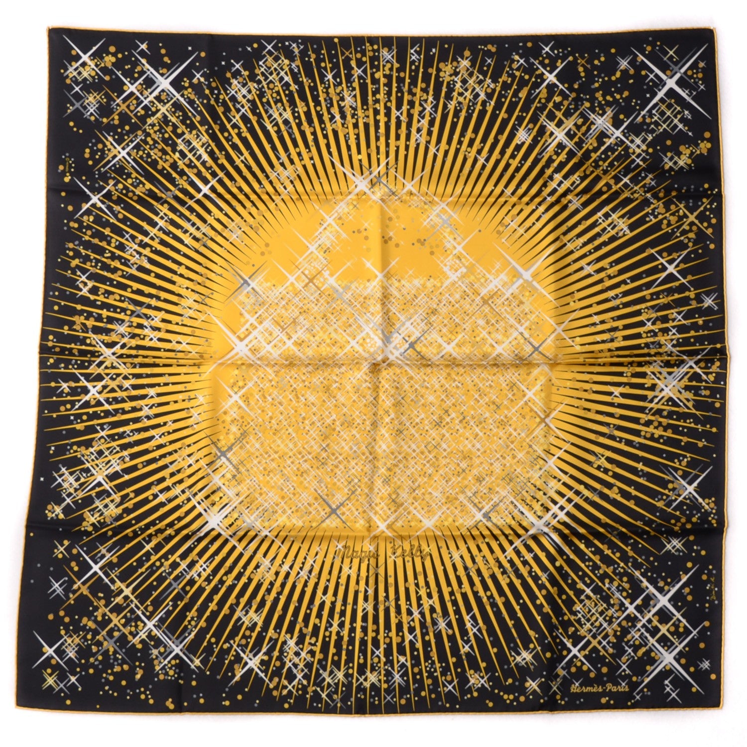 Hermes Silk Magic Kelly Scarf 90 Noir Viel Or Blanc 2 of 6