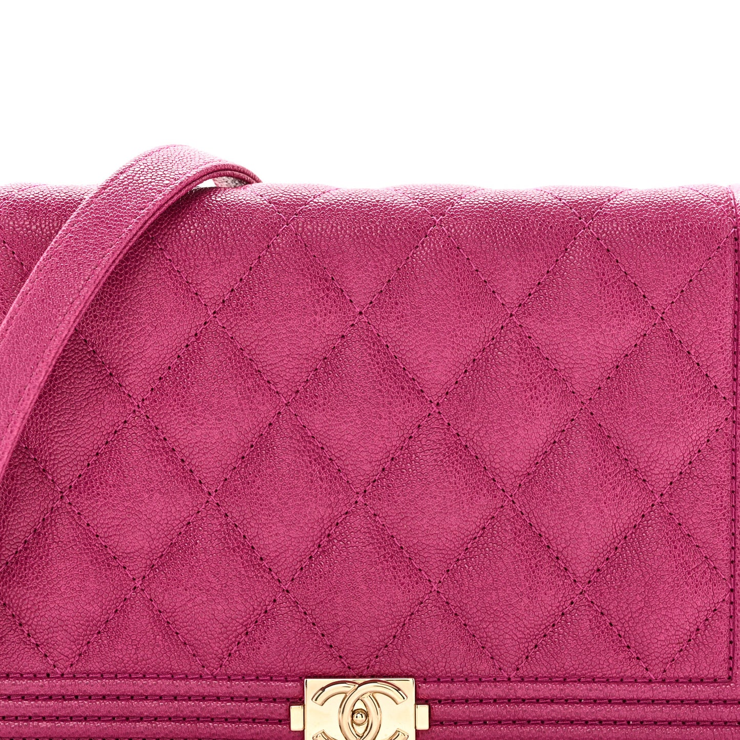 Caviar Quilted Boy Wallet On Chain WOC Fuchsia
