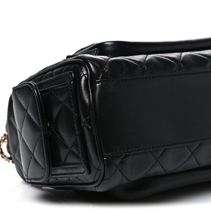 Chanel Shiny Crumpled Lambskin Quilted Medium Preppy Pocket Camera Case Black 9 of 10