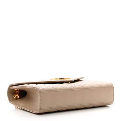 Saint Laurent Grain De Poudre Textured Mixed Matelasse Medium Triquilt Monogram Satchel Dark Beige 4 of 10
