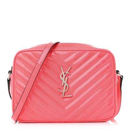 Saint Laurent Patent Calfskin Matelasse Monogram Lou Camera Bag Neon Pink 1 of 9
