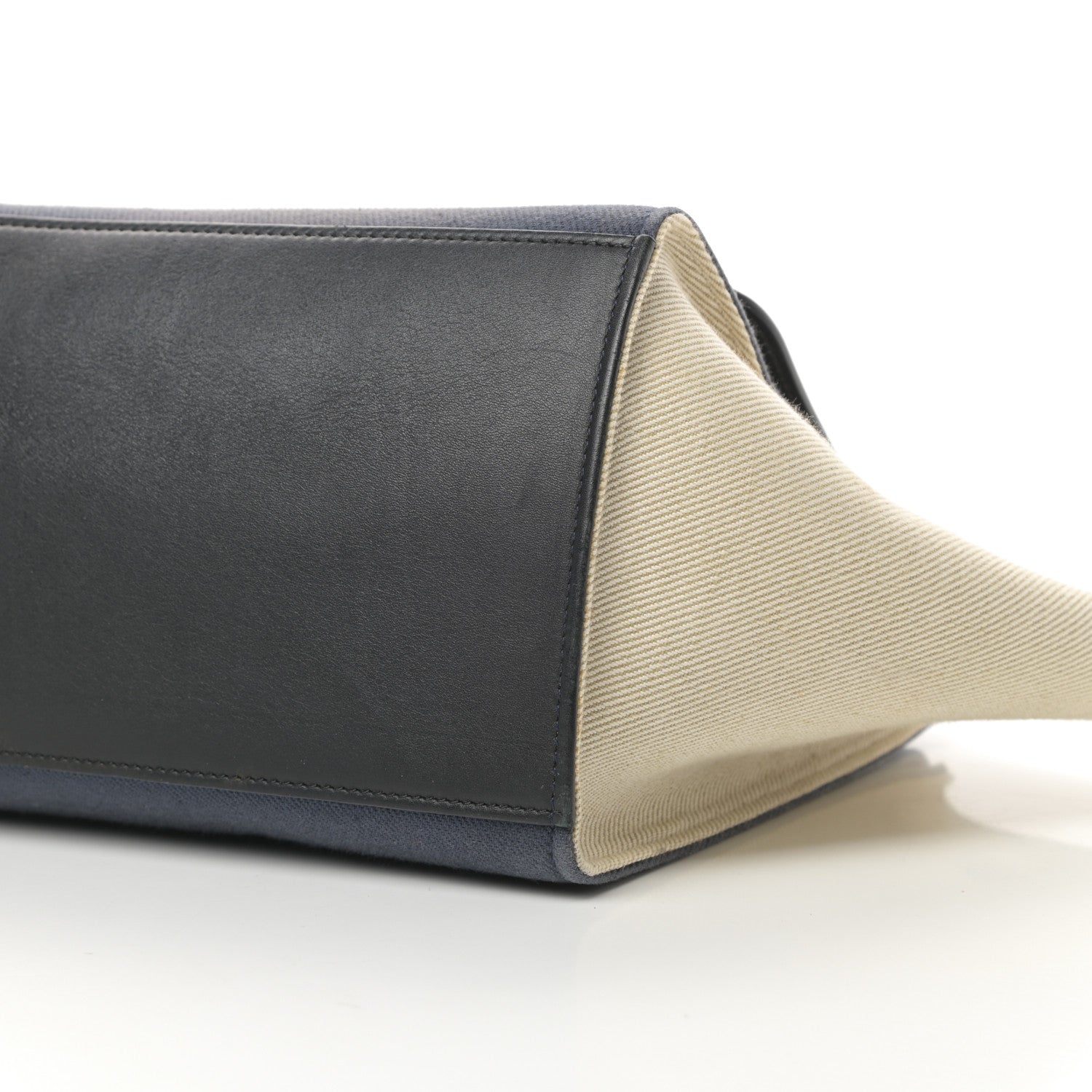 Celine Smooth Calfskin Linen Small Tri-Color Trapeze Black Navy Blue 9 of 17