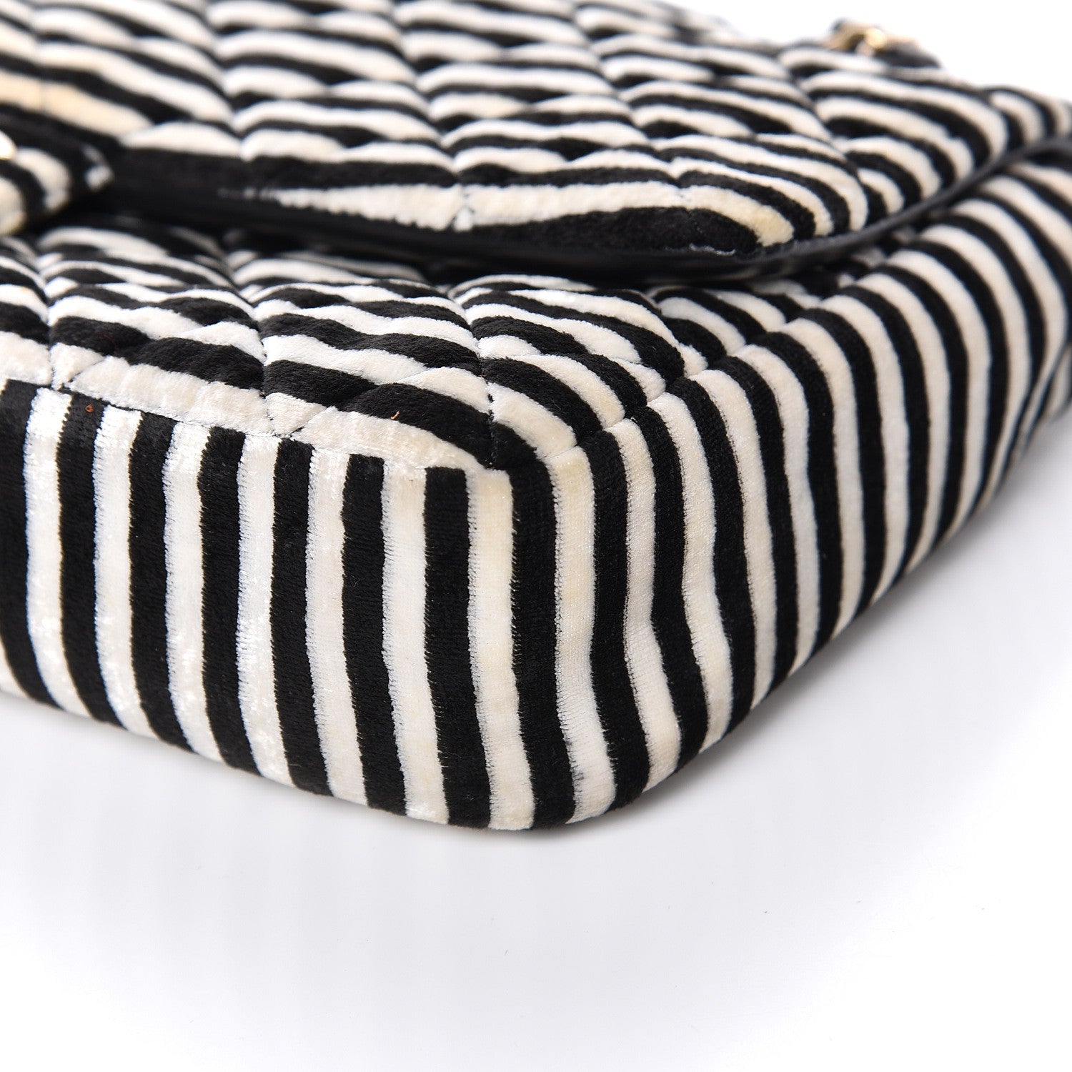 Chanel Velvet Quilted Medium Flap Black White 9 of 12