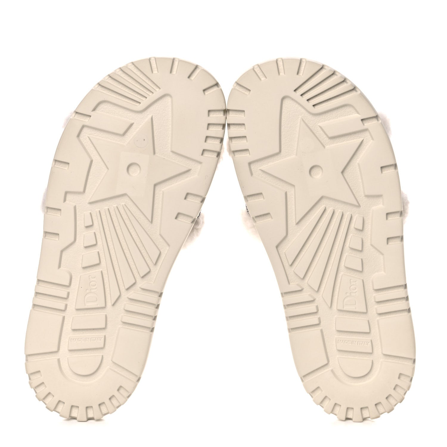 Christian Dior Shearling Canvas Embroidered Dway 10mm Slide Sandals 37 Natural Deep Blue 5 of 9