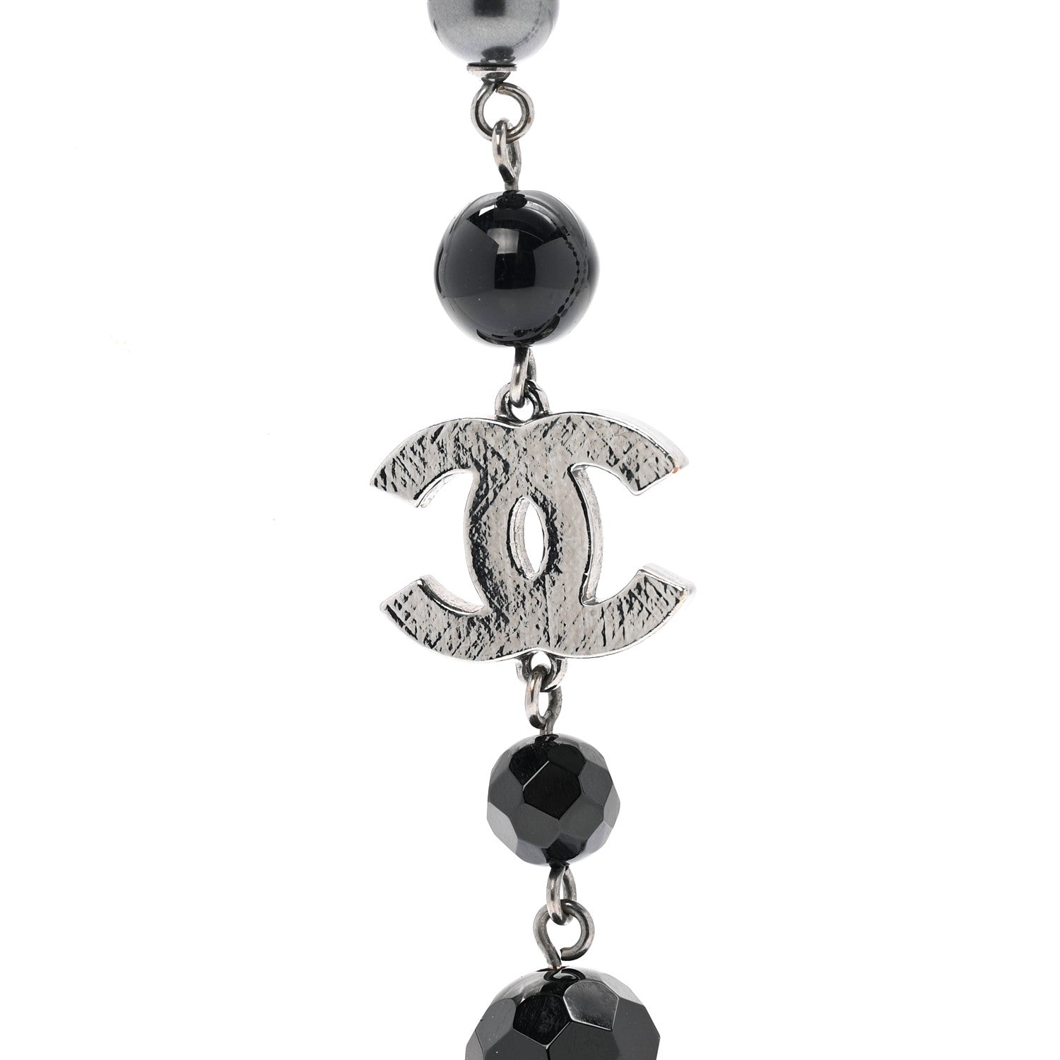Chanel Ruthenium Beaded CC Long Necklace Black 4 of 5