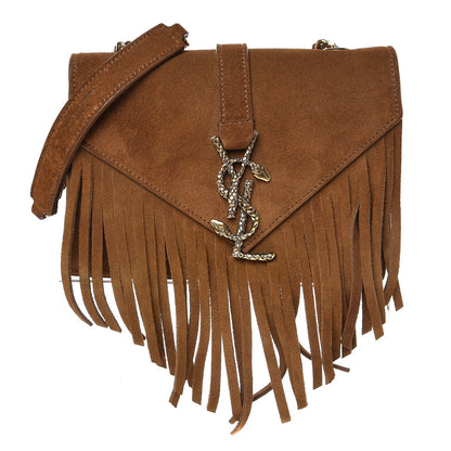 Saint Laurent Suede Fringe Baby Monogram Satchel Light Ocre 1 of 11