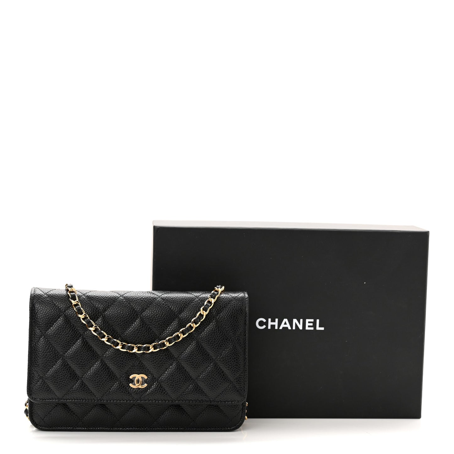 Caviar Quilted Wallet On Chain WOC Black