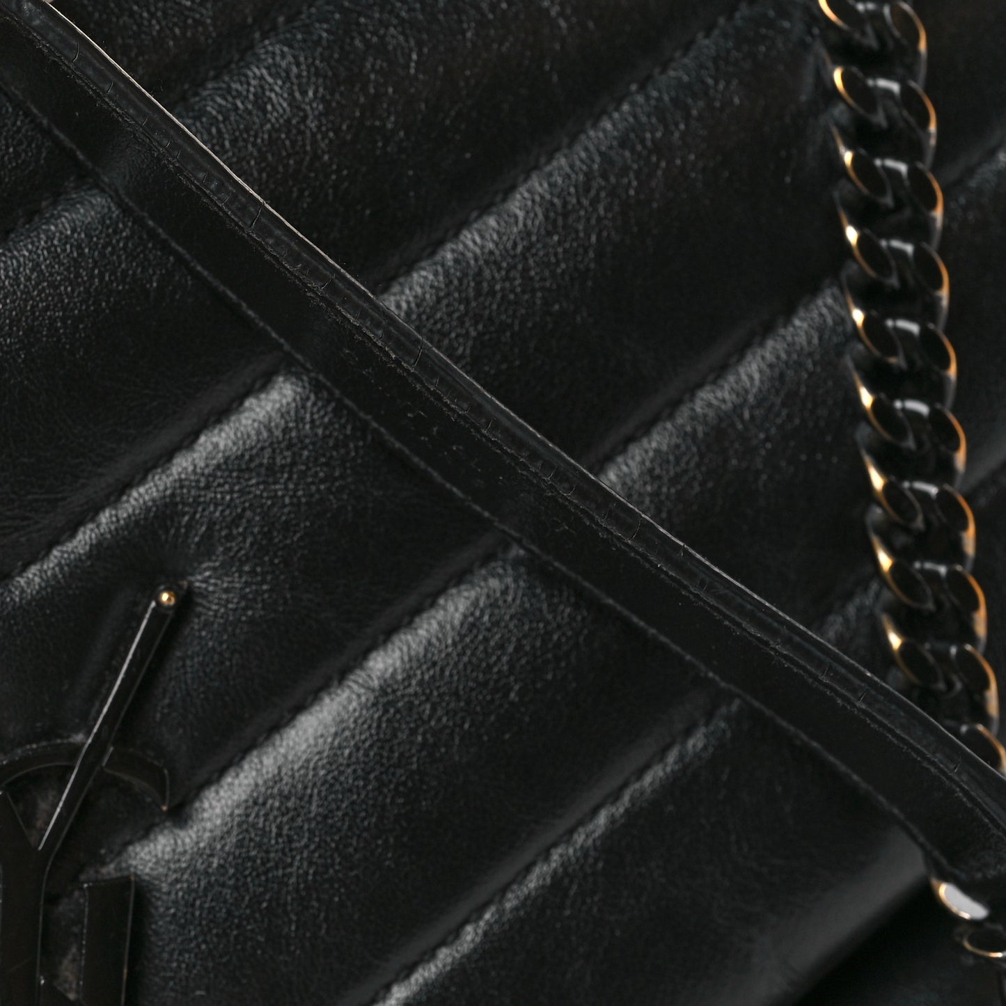 Calfskin Y Quilted Monogram Monochrome Medium Loulou Chain Satchel Black