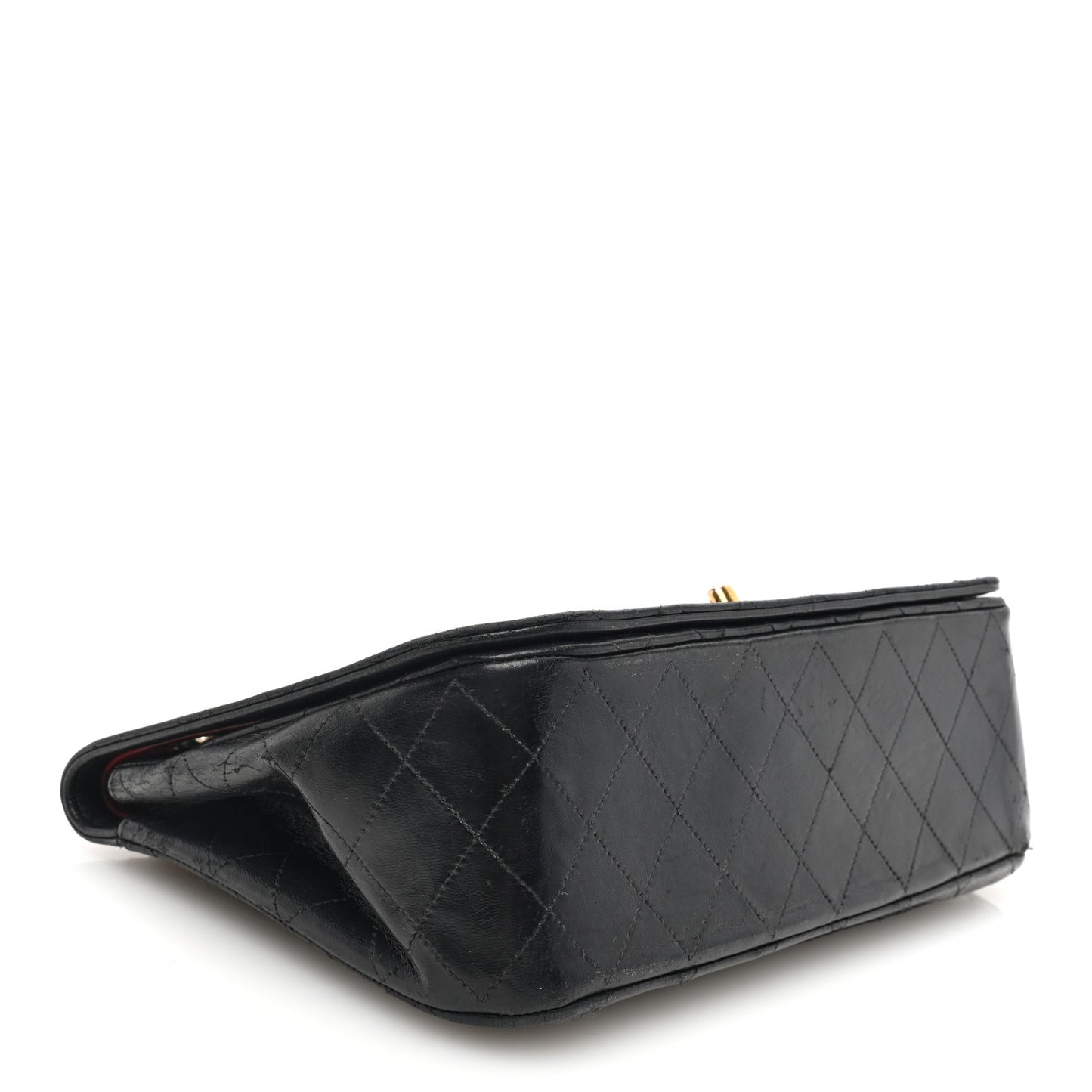 Lambskin Quilted Medium Double Pocket Flap Black