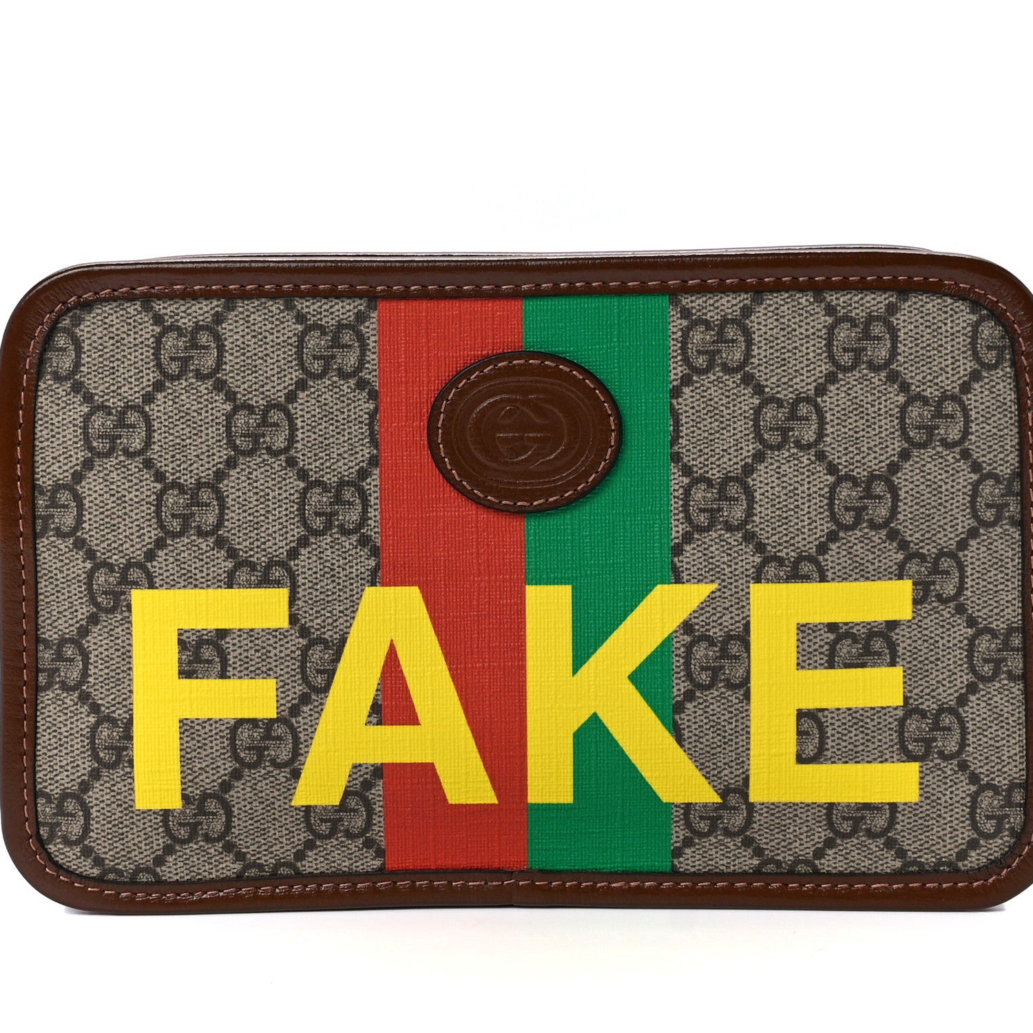 Gucci GG Supreme Monogram Azalea Calfskin Fake/Not Retro Interlocking G Cosmetic Case Beige Ebony Brown Sugar 8 of 12