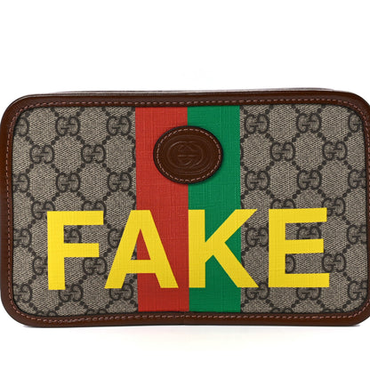 Gucci GG Supreme Monogram Azalea Calfskin Fake/Not Retro Interlocking G Cosmetic Case Beige Ebony Brown Sugar 8 of 12