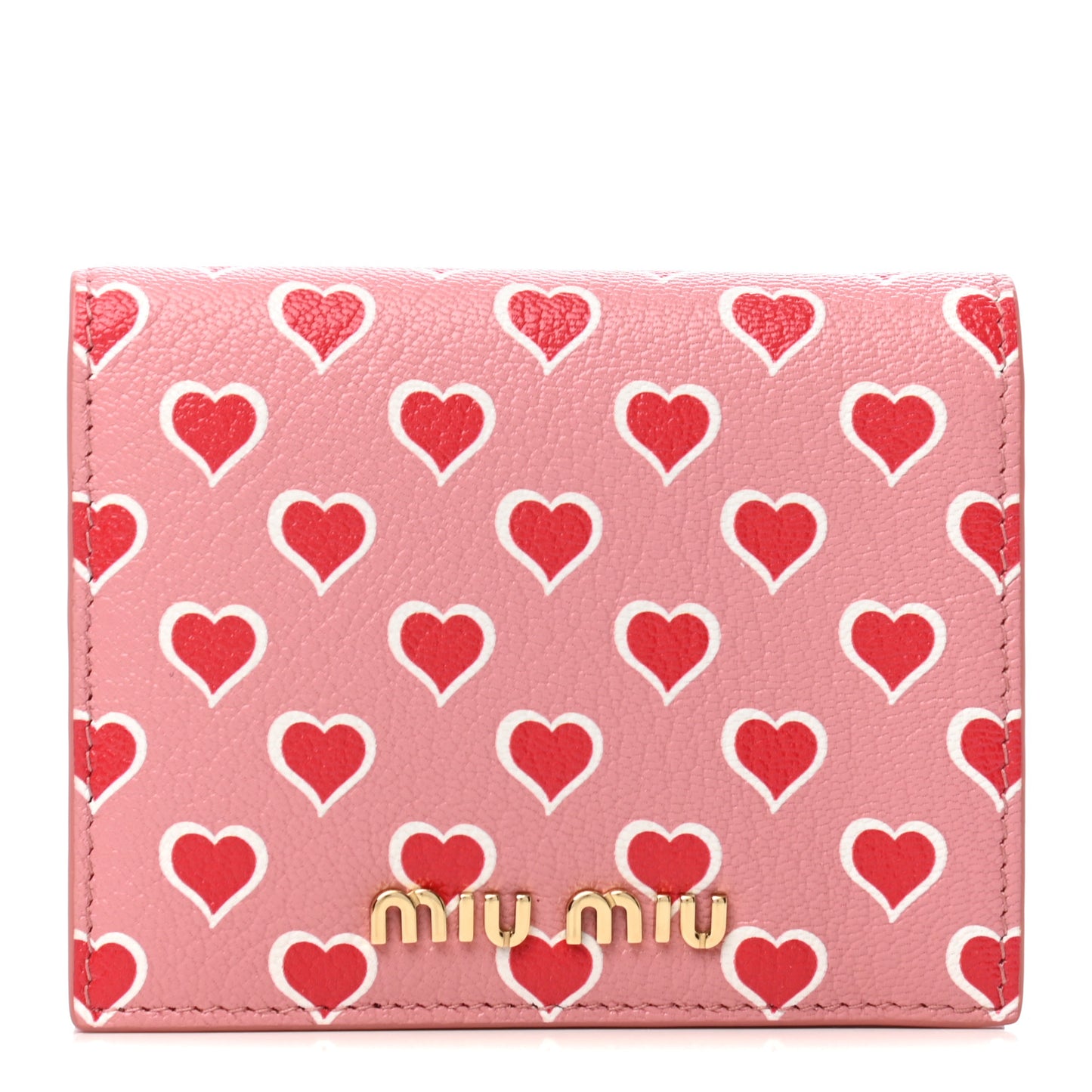 Goatskin Madras Cuori Wallet Rosa Fuoco